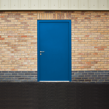 Blue personnel steel door